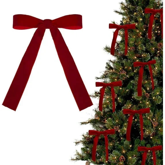 Red Velvet Christmas Bows – Set of 12 Premade Holiday Bows for Wreaths, Christmas Tree, Garland, Gift Wrapping, Indoor & Outdoor Decorations - USA MEGA SHOP