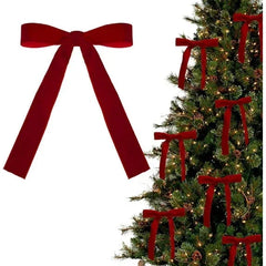 Red Velvet Christmas Bows – Set of 12 Premade Holiday Bows for Wreaths, Christmas Tree, Garland, Gift Wrapping, Indoor & Outdoor Decorations - USA MEGA SHOP