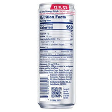 Energy drink can back with Nutrition Facts label and barcode
