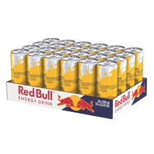 Red Bull Tropical energy drink 24-pack with yellow cans and cardboard box
