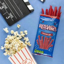 Red Vines Original Red candy twists bag with scattered light-colored pieces