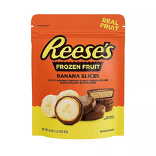 Reese's banana slices frozen fruit pouch with banana and chocolate graphics