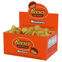 Reese's Miniature Peanut Butter Cups open box filled with gold-wrapped mini cups