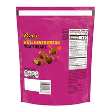 Reese's Mini Hearts candy bag back with Nutrition Facts panel and barcode