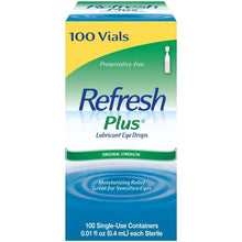 Refresh Plus lubricating eye drops box, 100 single-use vials