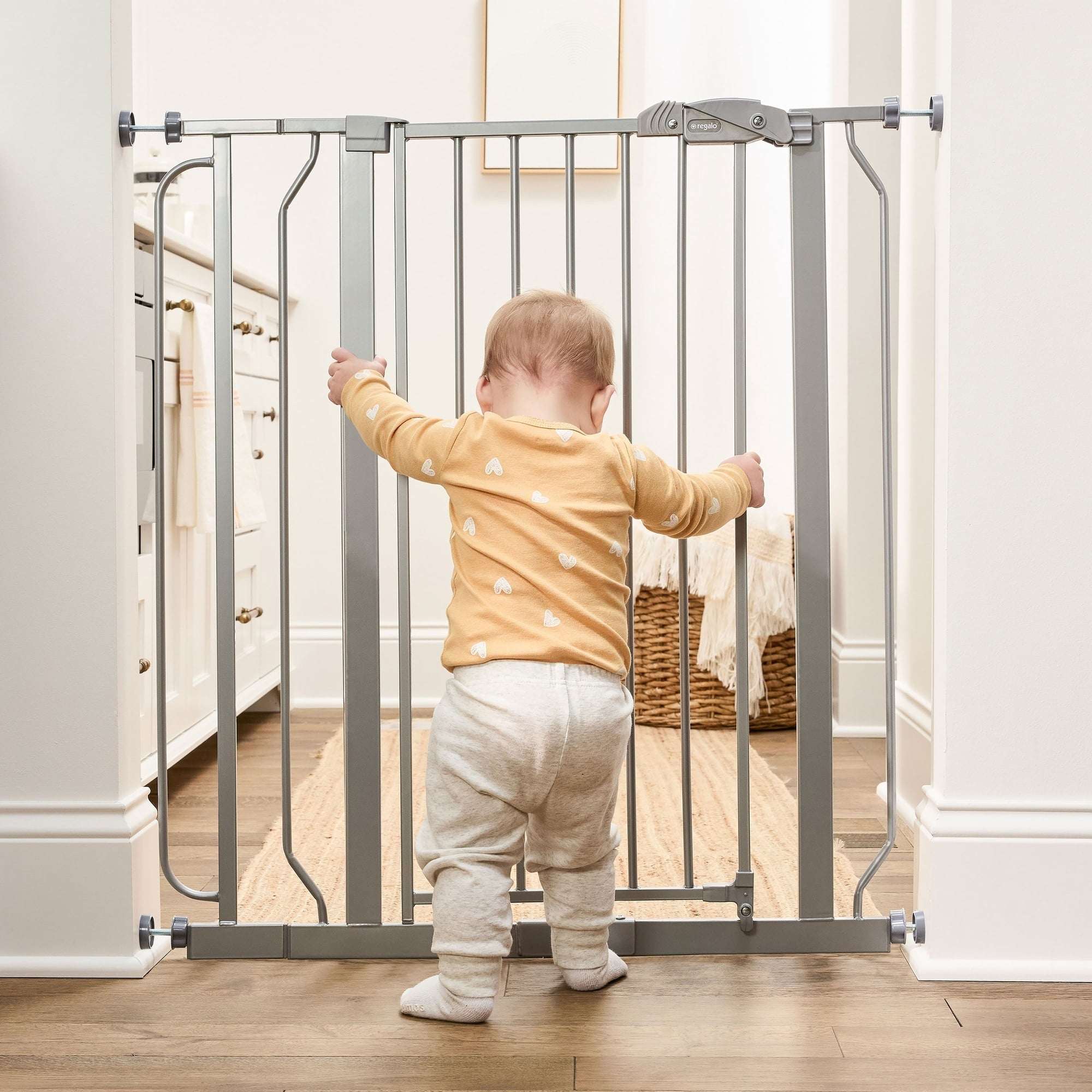 Regalo Easy Step Extra Tall Walk Thru Baby Safety Gate, Fits Openings 29-36.5 Inches, Black