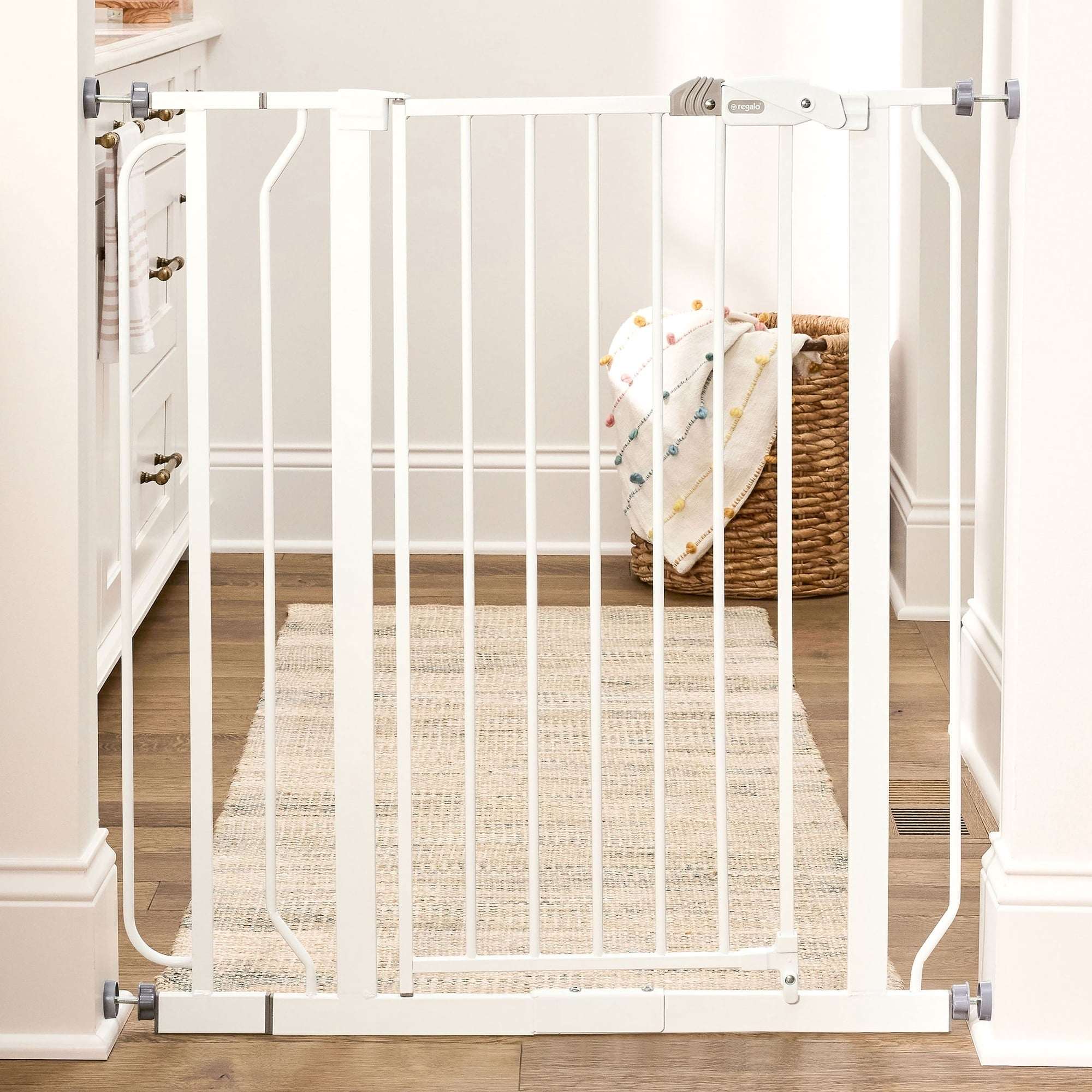 Regalo Easy Step Extra Tall Walk Thru Baby Safety Gate, Fits Openings 29-36.5 Inches, Black