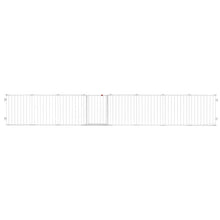 Expanded baby gate play yard layout with connected white panels and latch