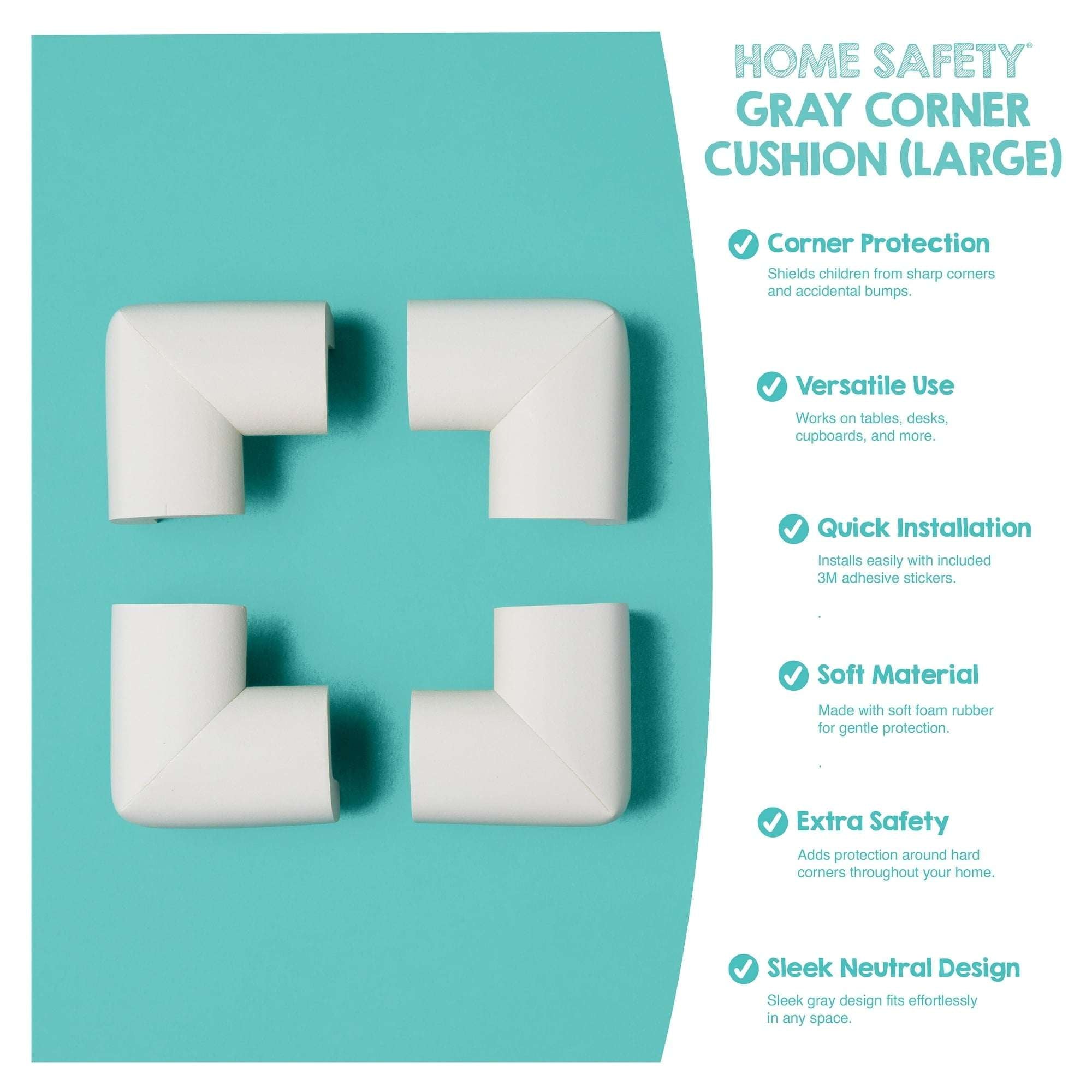 Regalo Corner Cushion for Child Safety - Grey - 4 Pack