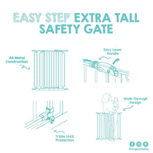 Regalo Easy Step extra tall safety gate features infographic