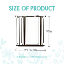 Regalo walk-through baby safety gate, black with shown opening range 29-36.5 in