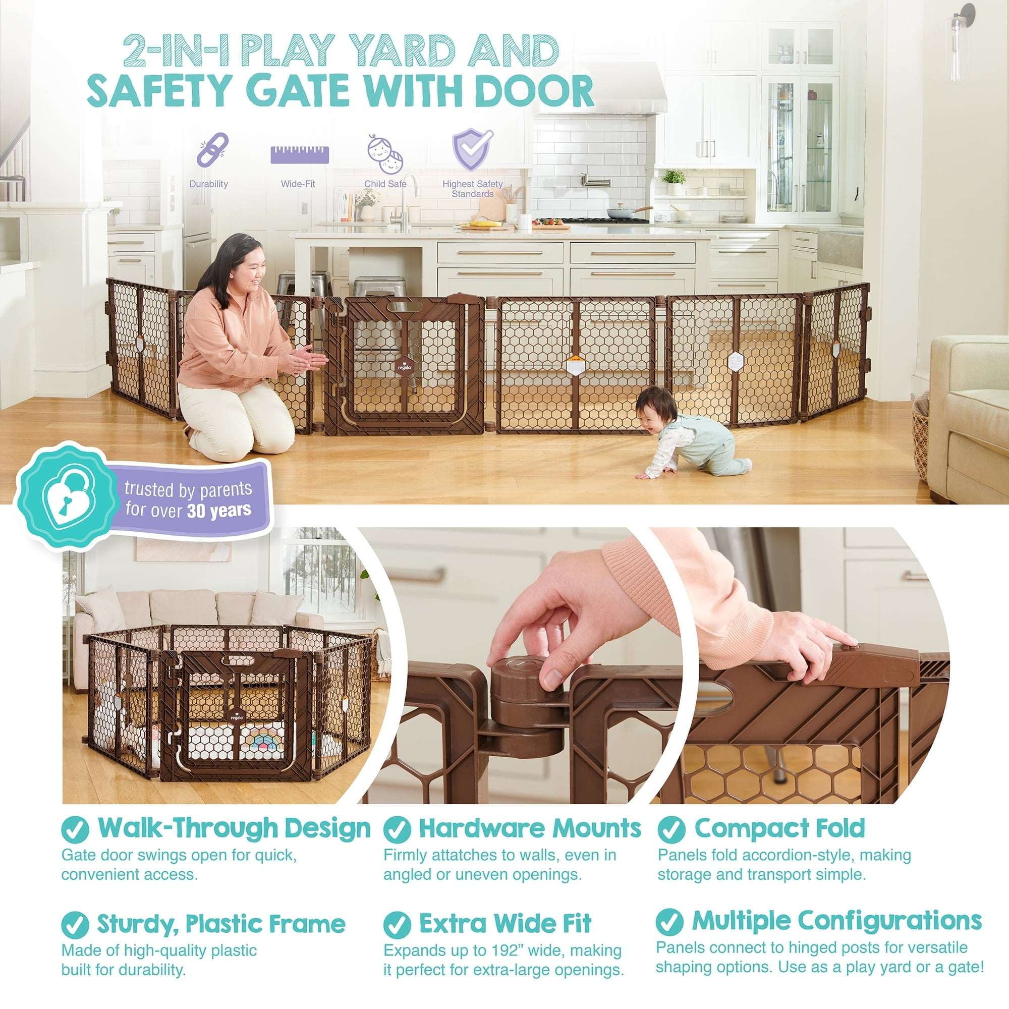 Regalo Superwide Plastic Gate & Play Yard with Door