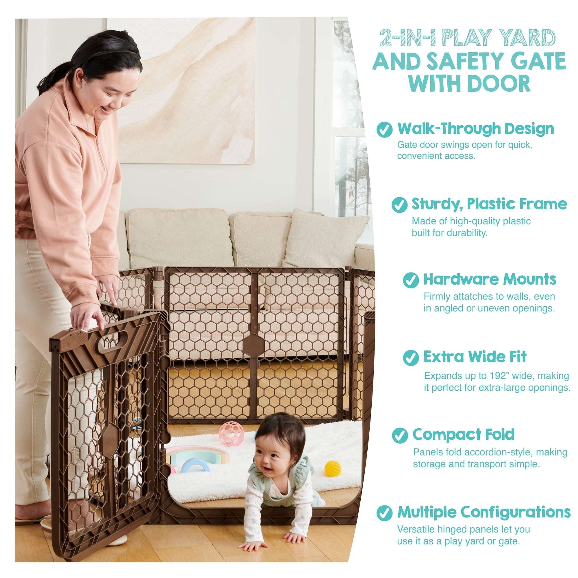 Regalo Superwide Plastic Gate & Play Yard with Door
