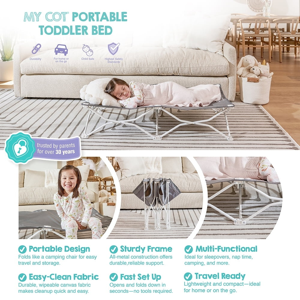 Regalo My Cot Portable Toddler Bed, Lightweight Foldable Travel Bed for Kids