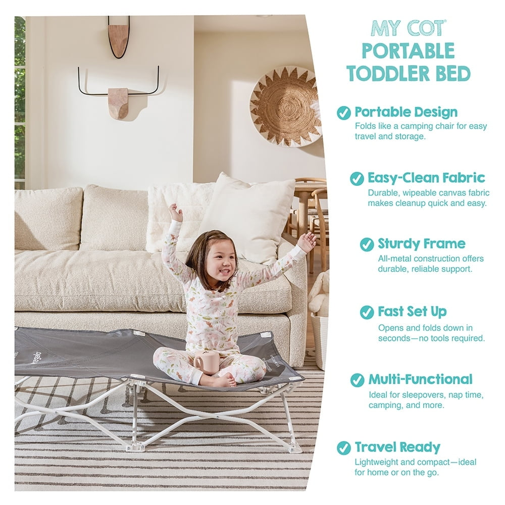 Regalo My Cot Portable Toddler Bed, Lightweight Foldable Travel Bed for Kids
