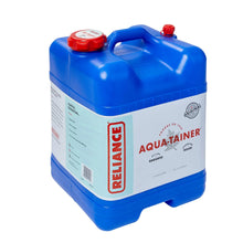 7-gallon blue water container with red caps and side spout