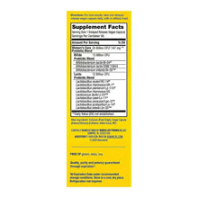 Women’s care probiotic supplement facts panel with probiotic blend and directions