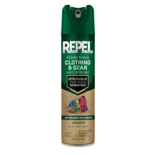Repel permethrin clothing & gear insect repellent spray can with green nozzle cap