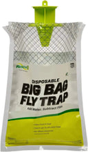Disposable Big Bag Fly Trap with green funnel top and white mesh bag