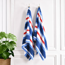 2-pack resort beach towels with red, white, and blue striped design