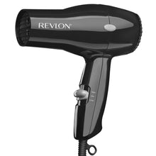 Black compact hair dryer with concentrator nozzle and vented grille