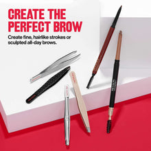 Slant tweezers with stainless tips and textured handles for brow shaping