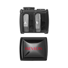 Revlon black universal points sharpener, opened with two sharpening blades