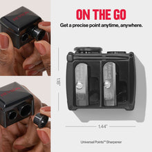 Revlon universal points sharpener held in hand with adapter ring