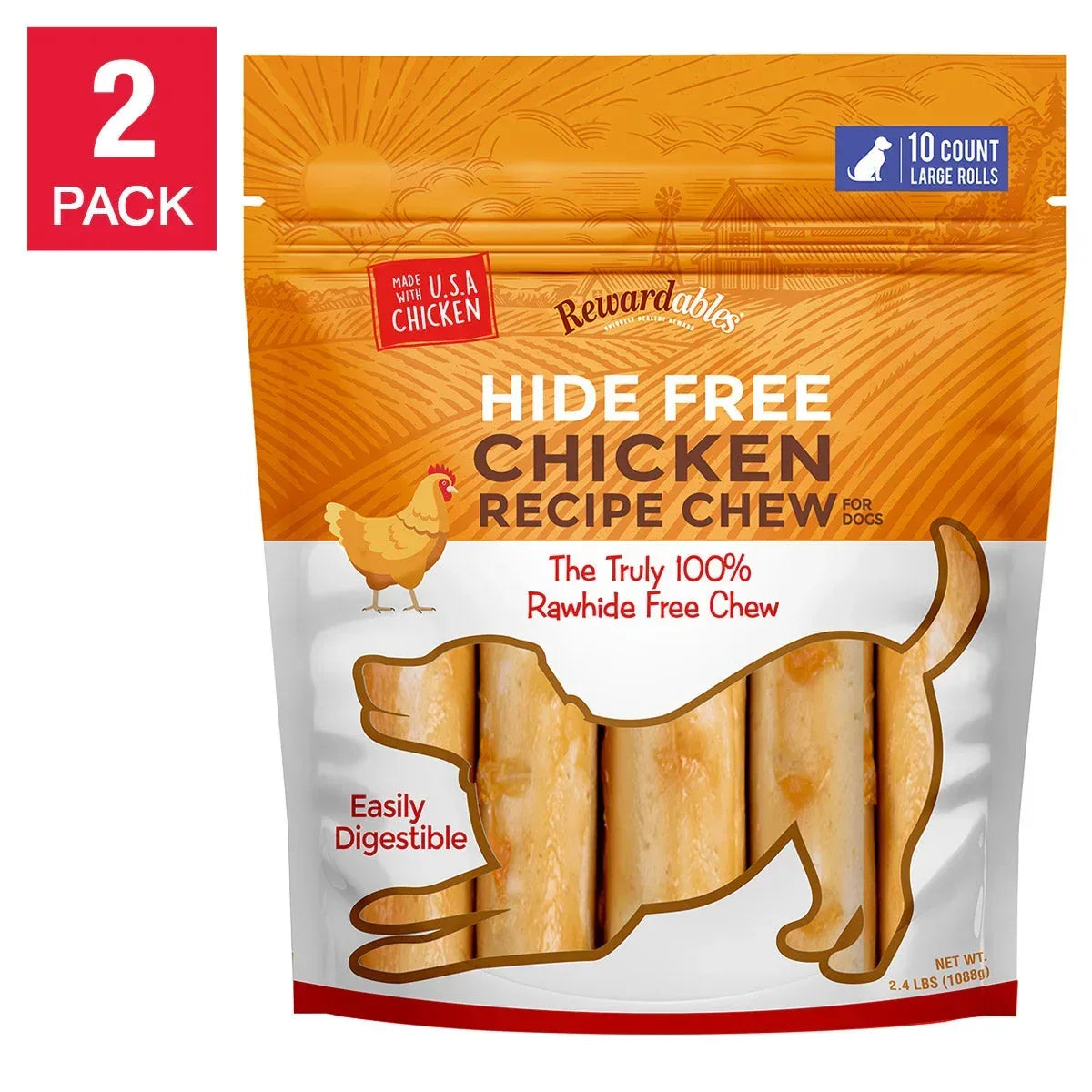 Rewardables Rawhide Free Chicken Chews, 10-count, 2-pack - USA MEGA SHOP