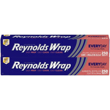 Aluminum foil roll box with Reynolds Wrap branding and easy-open tab