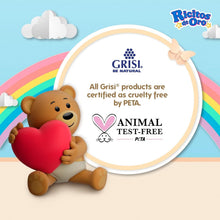 GRISI natural PETA animal test-free seal badge with bear holding heart