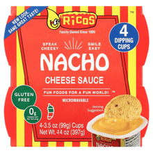 Ricos nacho cheese sauce, 4 dipping cups, gluten-free, ready-to-eat
