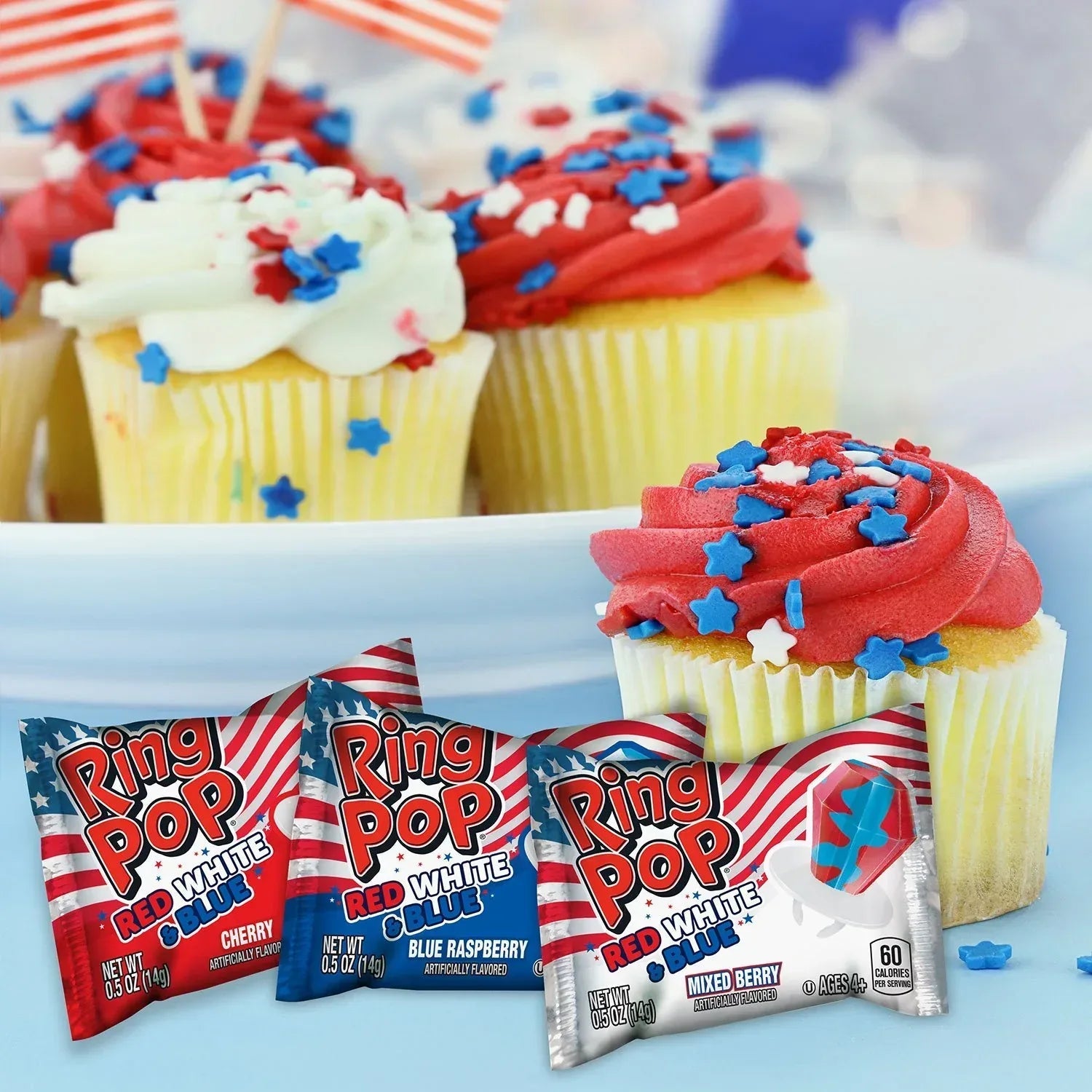 Ring Pop Red, White, And Blue Variety Pack, 32 ct.