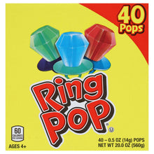 Ring Pop candy variety box with colorful jewel lollipop pops, 40 count