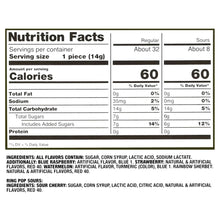 Nutrition facts label for Ring Pop lollipops, serving size 1 piece (14g)