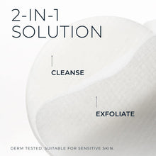 Single white exfoliating cleansing pad with smooth and textured sides