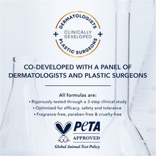 Serum packaging with dermatology-developed and PETA approved certification icons
