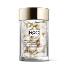 RoC retinol smoothing night serum capsules jar with gold lid and pearl capsules