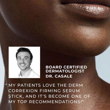 Retinol serum stick applied near cheek and lips, held by a hand