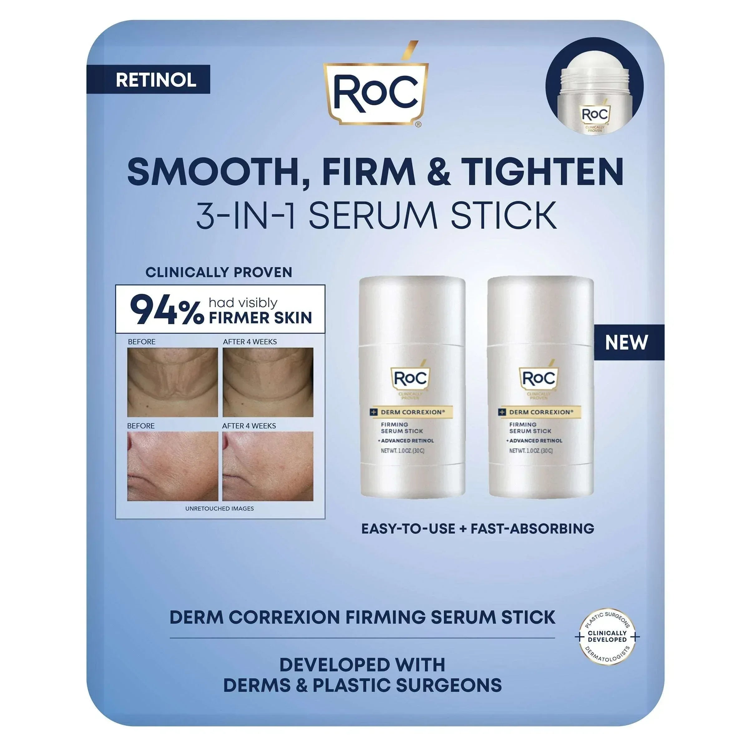 RoC Derm Correxion Firming Serum Stick, 1 oz, 2-pack