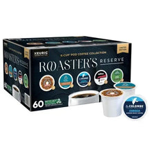 Coffee K-Cup pod variety pack box angled view with pod icons and '60' label