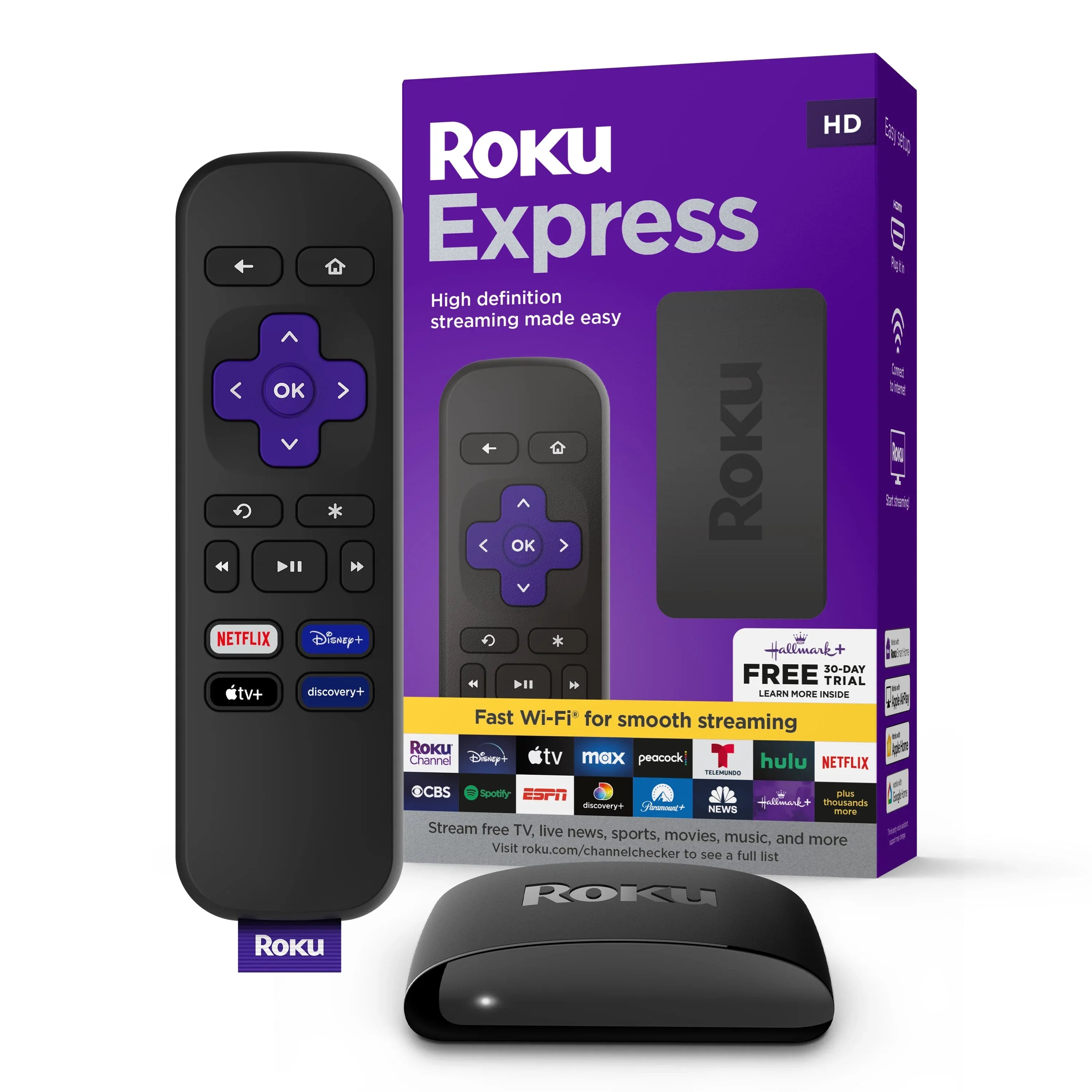 Roku Express HD Streaming Device with High-Speed HDMI Cable, Standard Remote (No TV Controls) and Fast Wi-Fi - USA MEGA SHOP