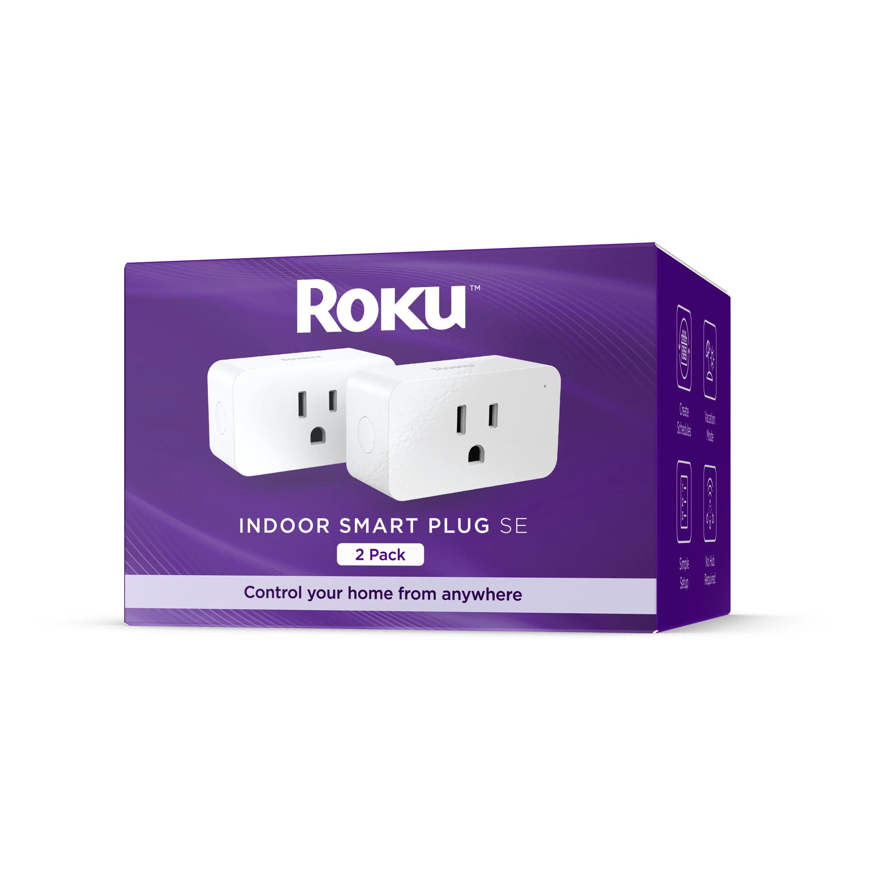 Roku Smart Home Indoor Smart Plug SE with Custom Scheduling, Remote Power, and Voice Control - up to 15 Amps