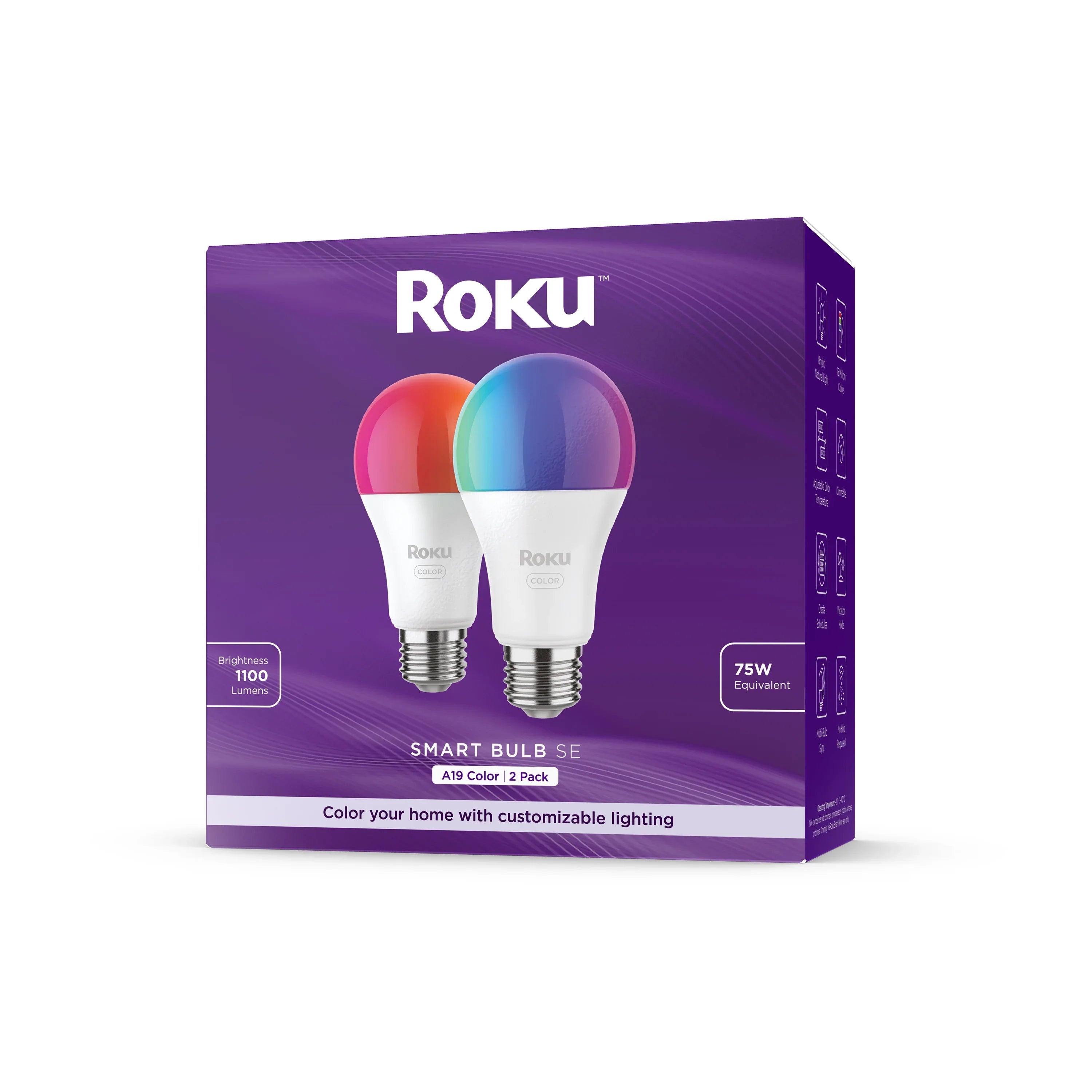 Roku Smart Home Smart Bulb SE (Color) with 16 Million Color Options, 12 Watts - Screw Base