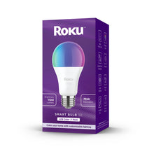 Roku smart color bulb SE in retail packaging, white bulb with screw base.