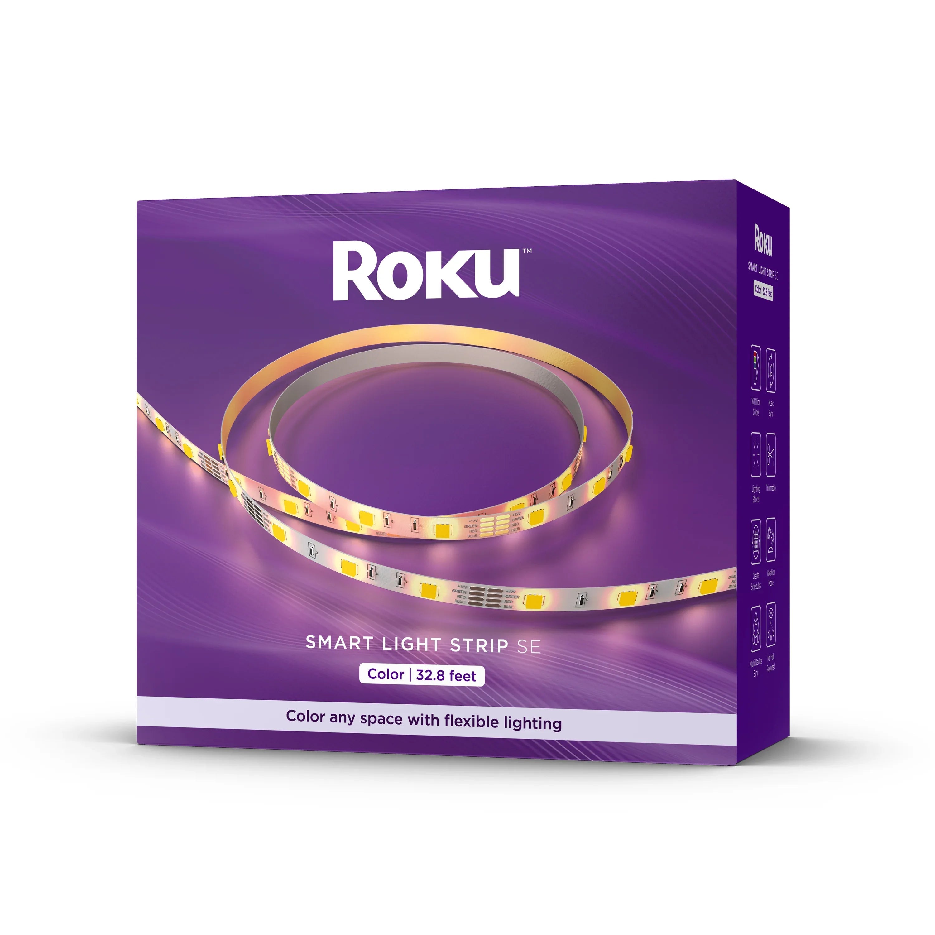Roku Smart Home Smart Light Strip SE 32.8 ft with 16 Million Color Options, White Light Option, and Custom Presets - Indoor