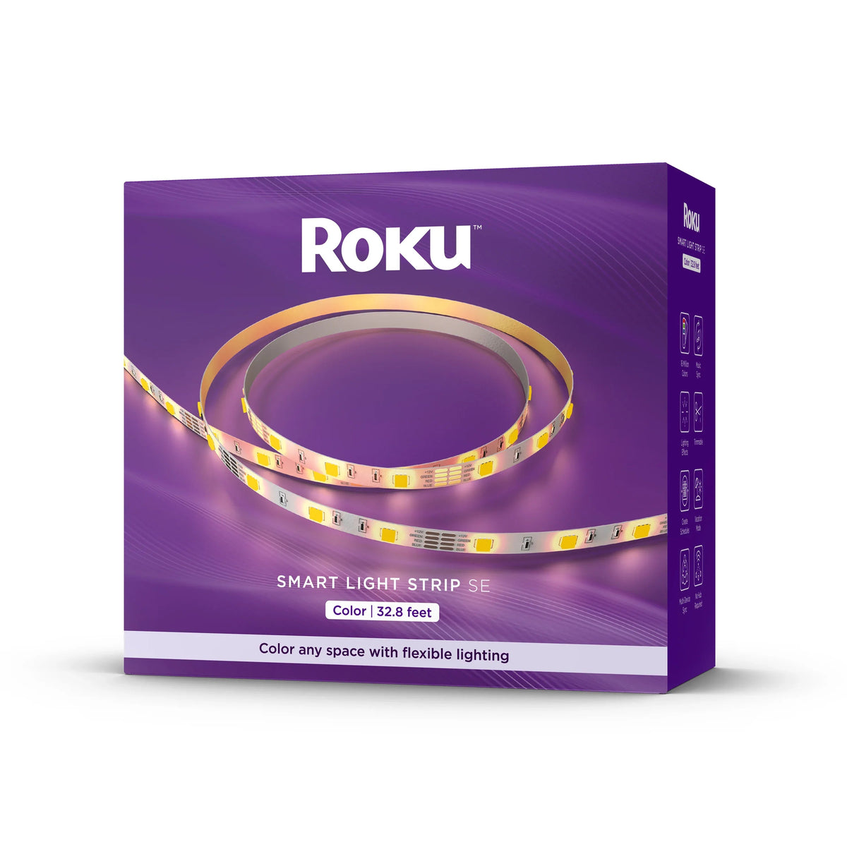 Roku Smart Home Smart Light Strip SE 32.8 ft with 16 Million Color Options, White Light Option, and Custom Presets - Indoor
