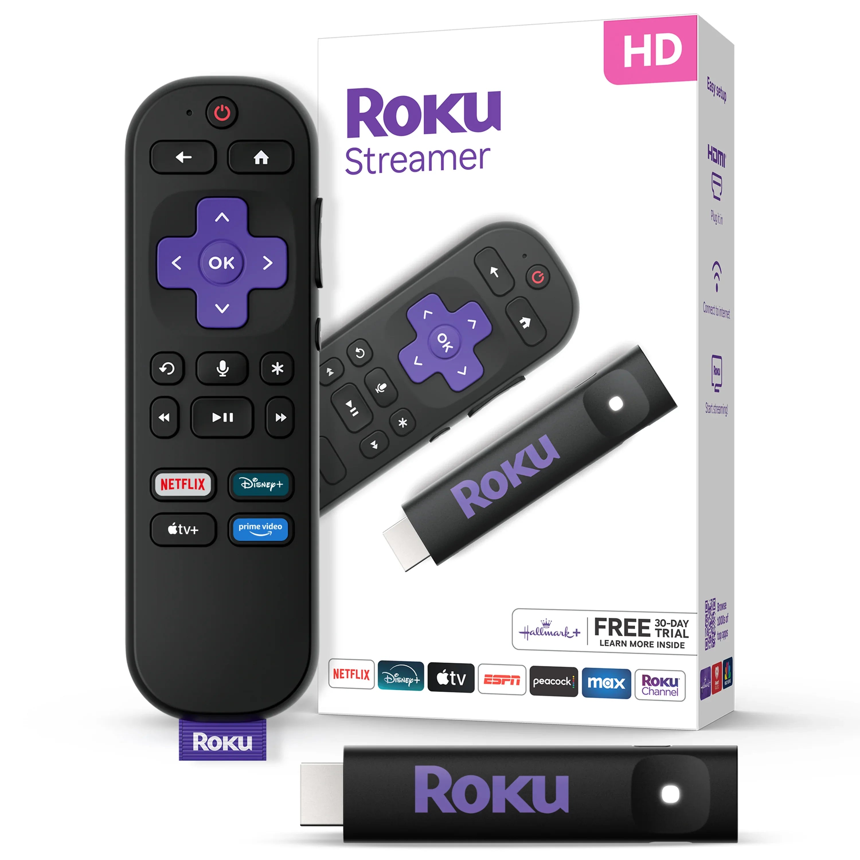 No Roku Spring Roku Streamer 2025 - HD Roku Streaming Device for TV with Voice Remote ...