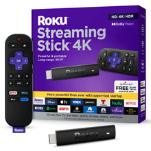 Roku Streaming Stick 4K retail box with streaming stick and voice remote