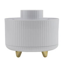 White rotating beauty organizer with five compartments and ribbed sides